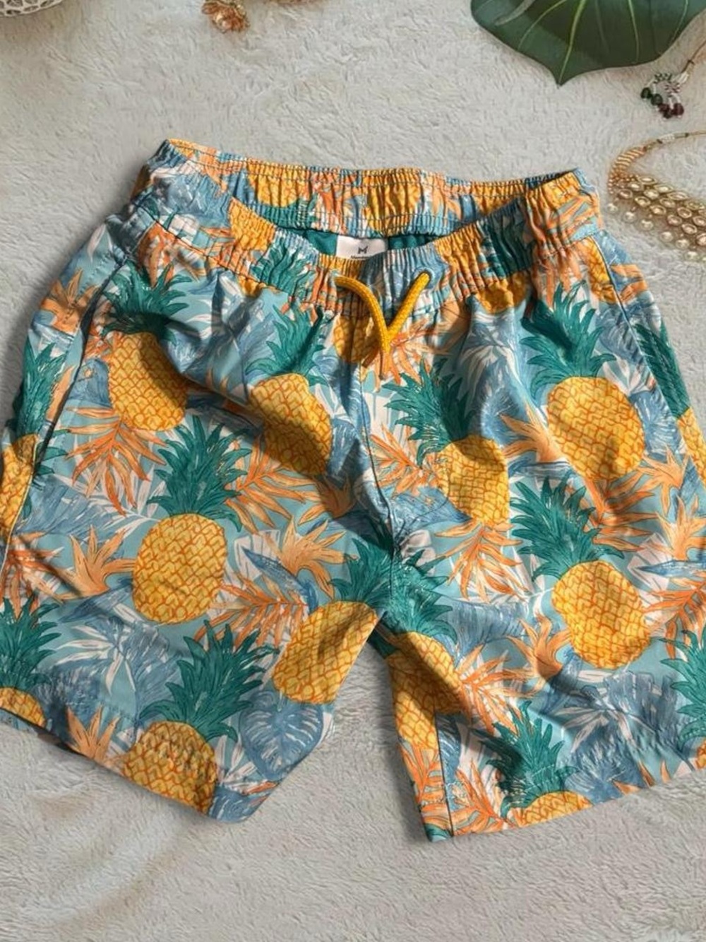 Boys Members Mark Boys Resort Pineapple Swim Trunks Size M(8)